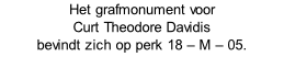 Het grafmonument voor  Curt Theodore Davidis  bevindt zich op perk 18 – M – 05.