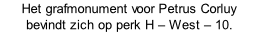 Het grafmonument voor Petrus Corluy bevindt zich op perk H – West – 10.