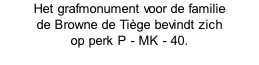 Het grafmonument voor de familie  de Browne de Tiège bevindt zich  op perk P - MK - 40.