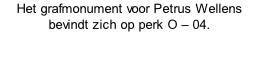 Het grafmonument voor Petrus Wellens bevindt zich op perk O – 04.