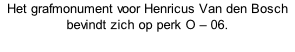 Het grafmonument voor Henricus Van den Bosch bevindt zich op perk O – 06.
