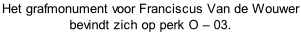 Het grafmonument voor Franciscus Van de Wouwer bevindt zich op perk O – 03.