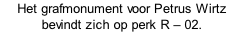 Het grafmonument voor Petrus Wirtz bevindt zich op perk R – 02.