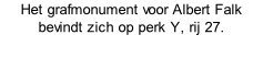 Het grafmonument voor Albert Falk bevindt zich op perk Y, rij 27.