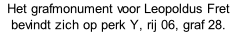 Het grafmonument voor Leopoldus Fret bevindt zich op perk Y, rij 06, graf 28.